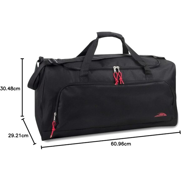 24 Inch Men & Women Black Lightweight Canvas Duffle Gym Sports Equipment Bags - Picture 9 of 9